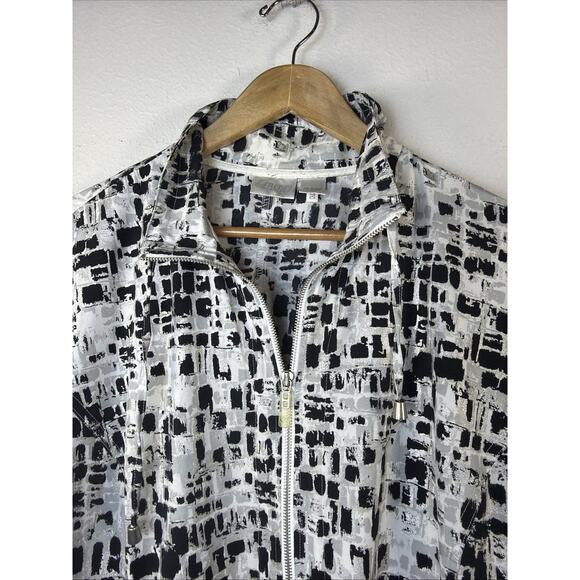 Chico’s women's Size XL 80's retro Full Zip Geometric Print Metallic Jacket - Picture 4 of 10